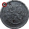 50 pennia 1943-1948 - układ awersu do rewersu
