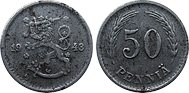 Coins of Finland - 50 penniä 1943-1948