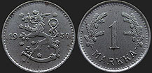 Coins of Finland - 1 markka 1943-1952