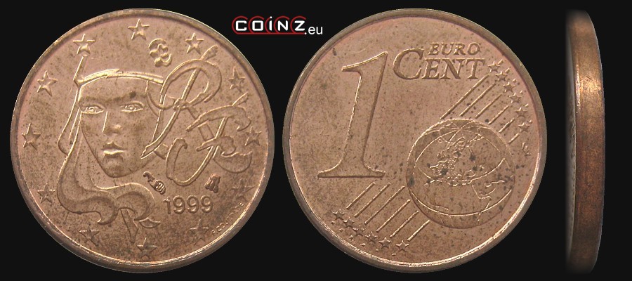 1 euro cent od 1999 - monety Francji