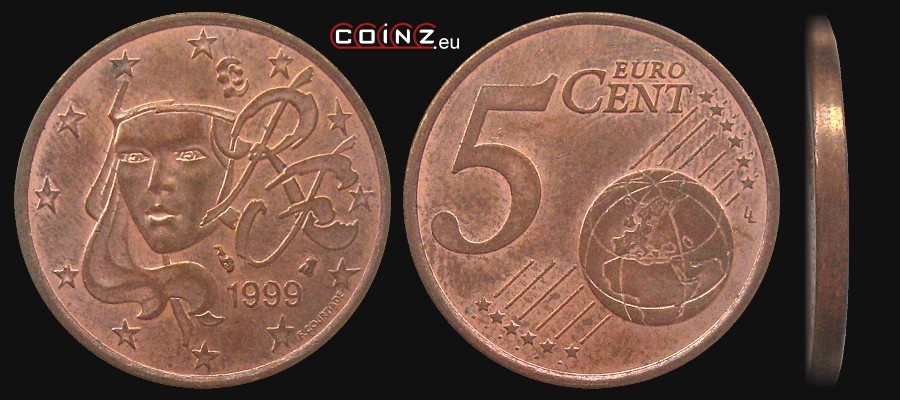 5 euro centów od 1999 - monety Francji