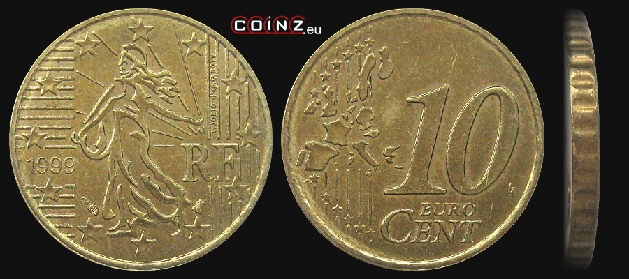 10 euro centów 1999-2006 - monety Francji