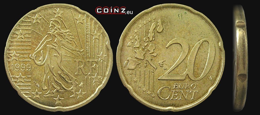 20 euro centów 1999-2002 - monety Francji