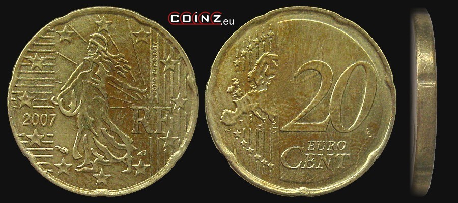 20 euro centów od 2007 - monety Francji
