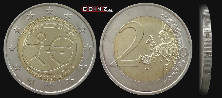 2 euro 2009 - 10th Anniversary of Economic and Monetary Union - coins of France
