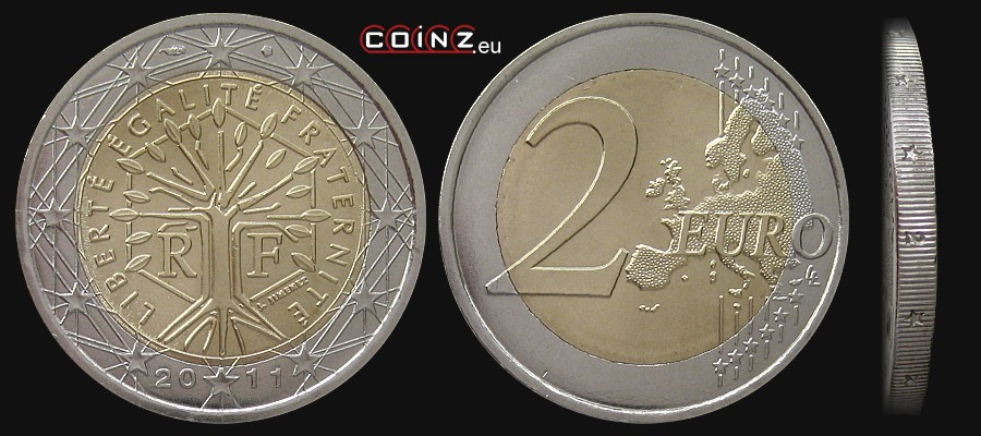 2 euro 2010 od 2011 - coins of France
