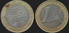 Coins of France - 1 euro 1999-2002