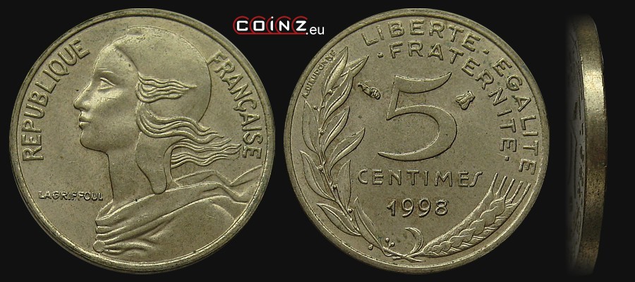 5 centymów 1966-2001 - monety Francji