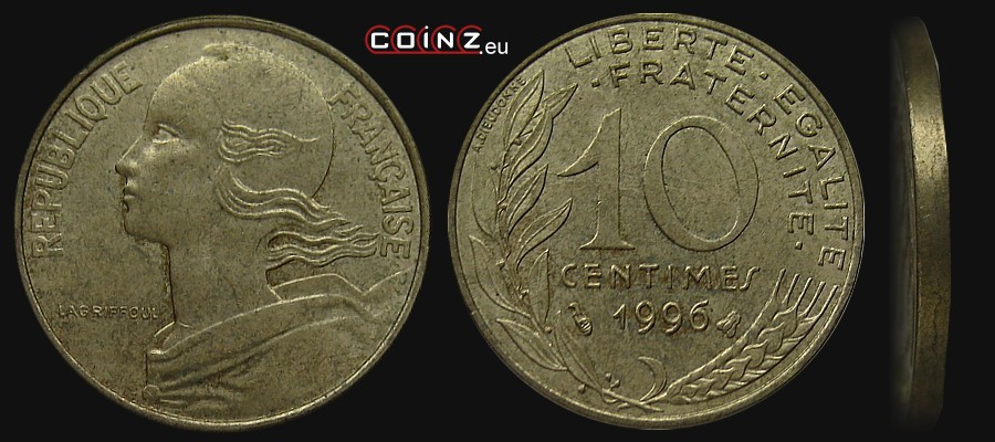 10 centymów 1962-2001 - monety Francji