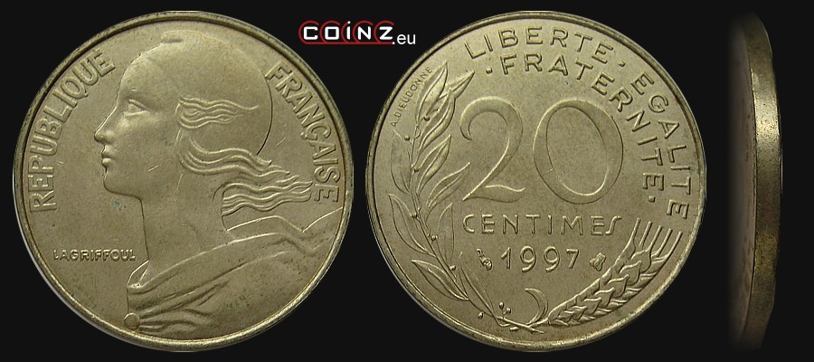20 centymów 1962-2001 - monety Francji