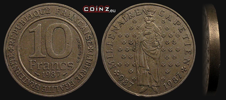 10 franków 1987 Milenium Kapetyngów - monety Francji