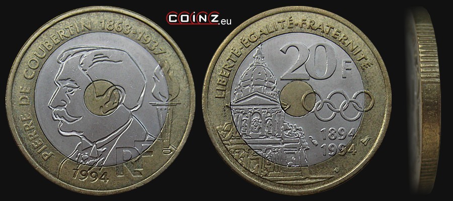 20 francs 1994 Pierre de Coubertin - coins of France
