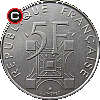 5 franków 1989 Wieża Eiffela - układ awersu do rewersu