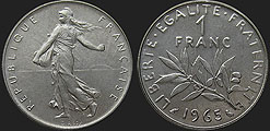 Coins of France - 1 franc 1960-2001