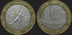 Coins of France - 10 francs 1988-2001