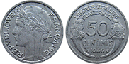 Coins of France - 50 centimes 1941-1947