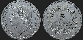 Coins of France - 5 francs 1945-1952