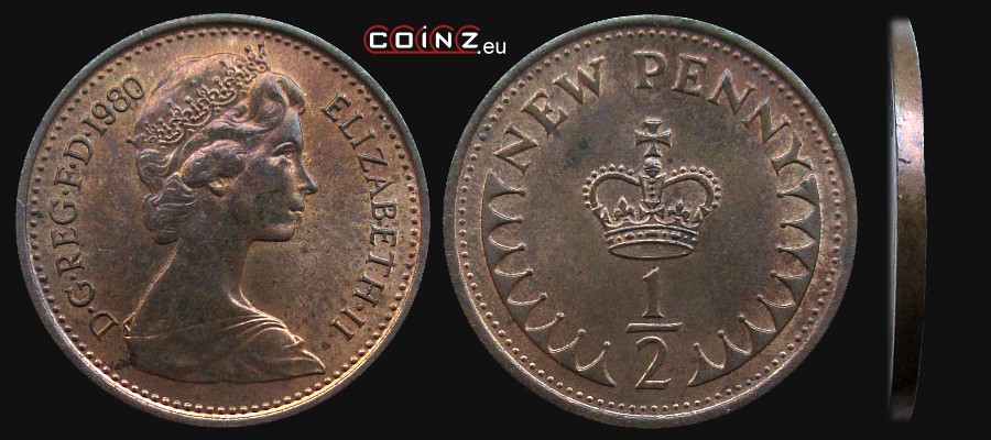 pół (½) pensa 1971-1981 - monety Wielkiej Brytanii