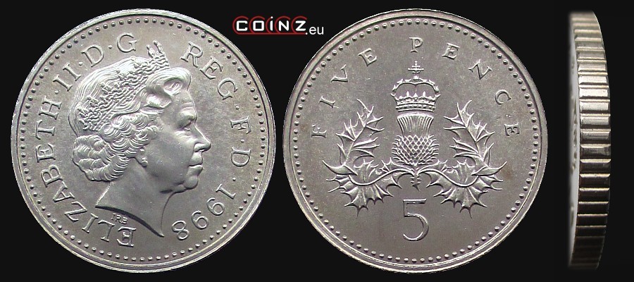 5 pensów 1998-2008 - monety Wielkiej Brytanii