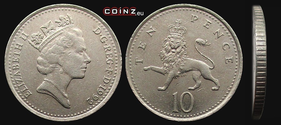 10 pensów 1992-1997 - monety Wielkiej Brytanii