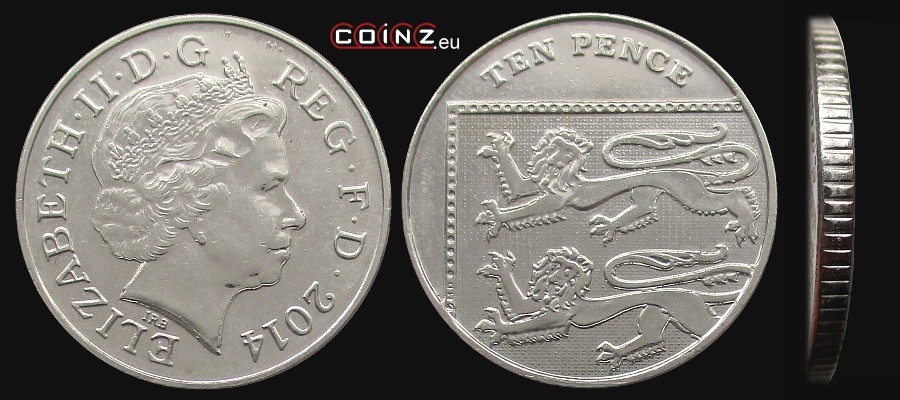 10 pensów 2012-2015 - monety Wielkiej Brytanii