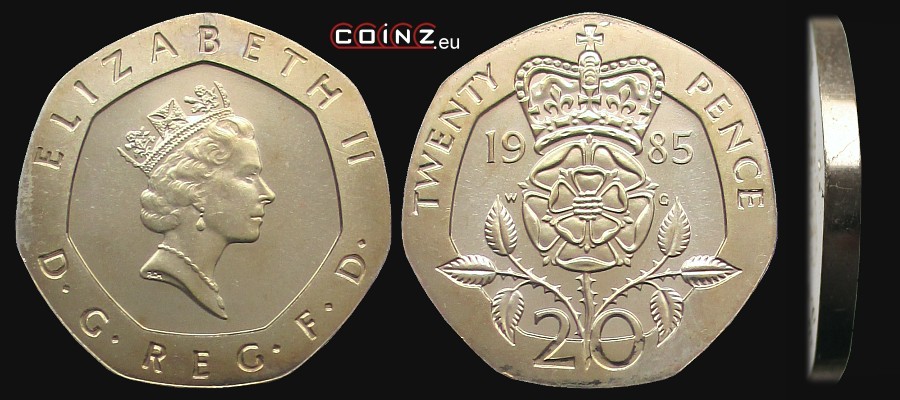 20 pensów 1985-1997 - monety Wielkiej Brytanii