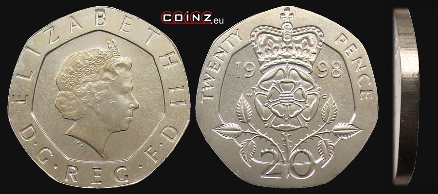 20 pensów 1998-2008 - monety Wielkiej Brytanii