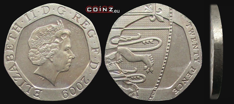 20 pensów 2008-2015 - monety Wielkiej Brytanii