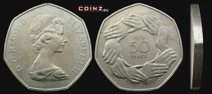 50 pensów 1973 Wstąpienie do Wspólnoty Europejskiej - monety Wielkiej Brytanii