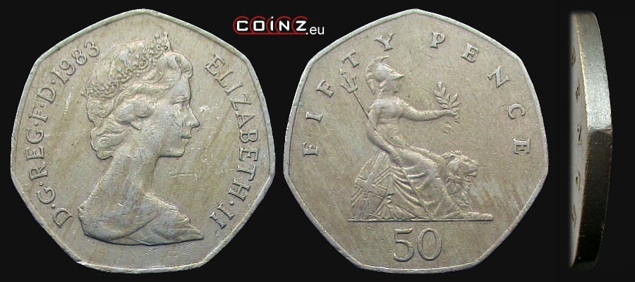 50 pensów 1982-1983 - monety Wielkiej Brytanii