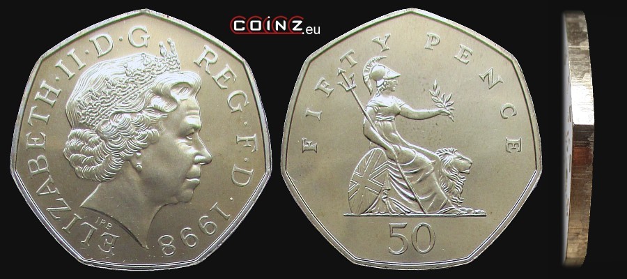 50 pensów 1998-2008 - monety Wielkiej Brytanii