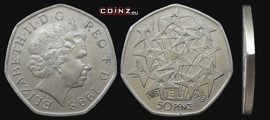 50 pensów 1998 Prezydencja w UE - monety Wielkiej Brytanii