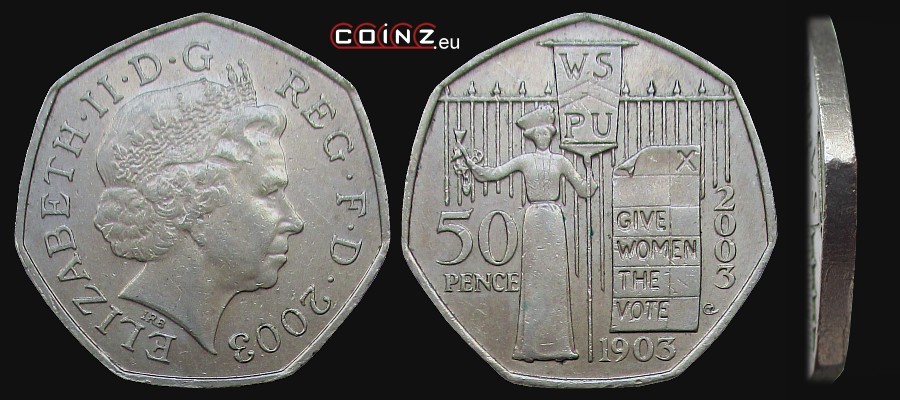 50 pensów 2003 Społeczny i Polityczny Związek Kobiet - monety Wielkiej Brytanii 50 pensów 2003 Społeczny i Polityczny Związek Kobiet - monety Wielkiej Brytanii