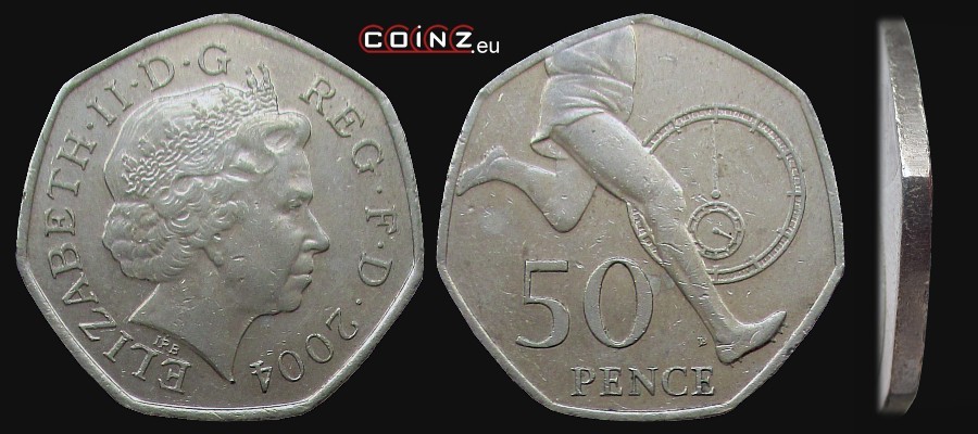 50 pensów 2004 Mila Rogera Bannistera - monety Wielkiej Brytanii