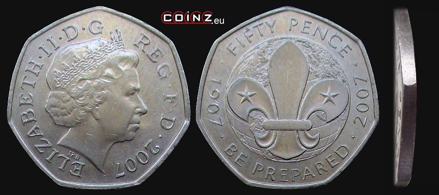 50 pensów 2007 Skauting - monety Wielkiej Brytanii