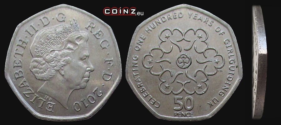 50 pensów 2010 Skauting Dziewcząt - monety Wielkiej Brytanii