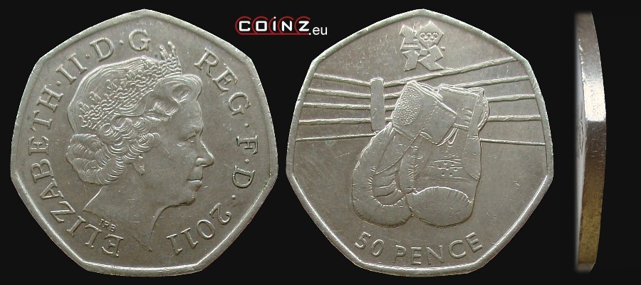 50 pensów 2011 Igrzyska Londyn 2012 - Boks - monety Wielkiej Brytanii
