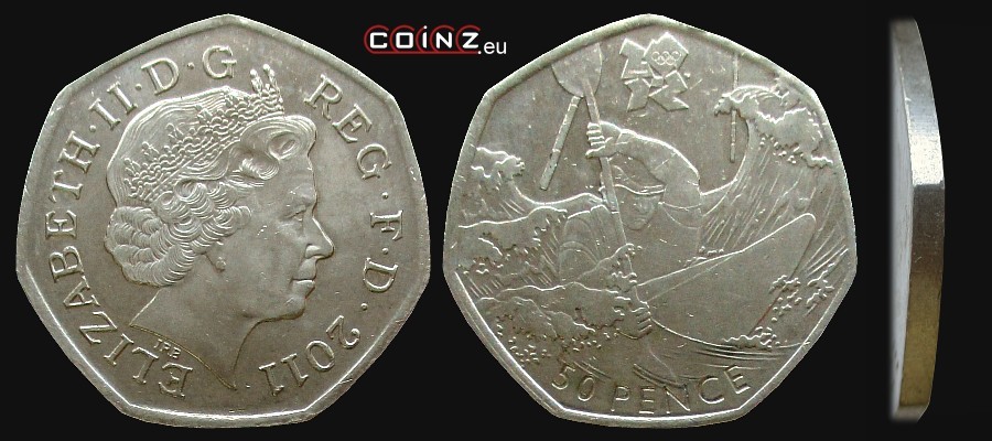 50 pensów 2011 Igrzyska Londyn 2012 - Kajakarstwo - monety Wielkiej Brytanii