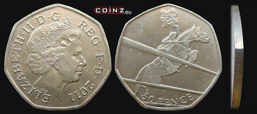50 pensów 2011 Igrzyska Londyn 2012 - Jeździectwo - monety Wielkiej Brytanii