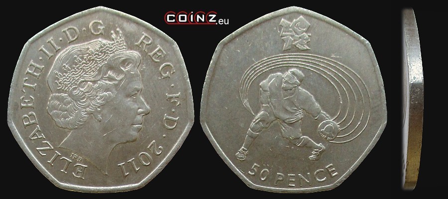 50 pensów 2011 Igrzyska Londyn 2012 - Goalball - monety Wielkiej Brytanii