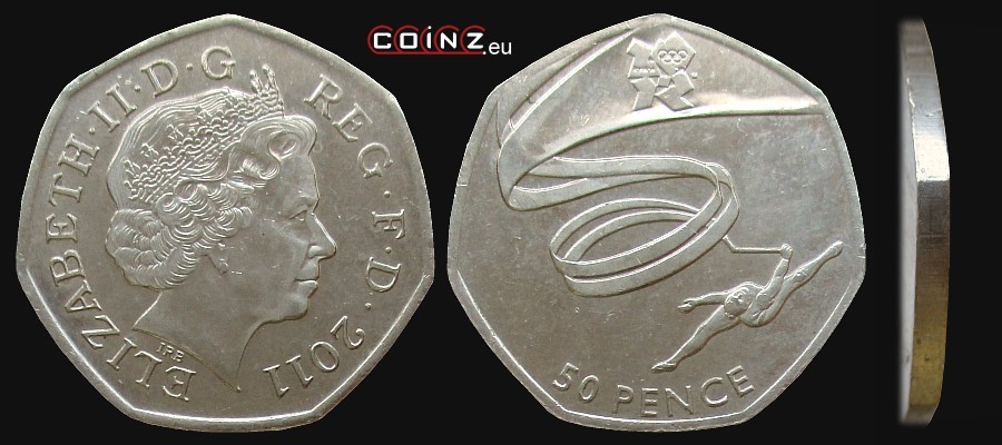 50 pensów 2011 Igrzyska Londyn 2012 - Gimnastyka - monety Wielkiej Brytanii