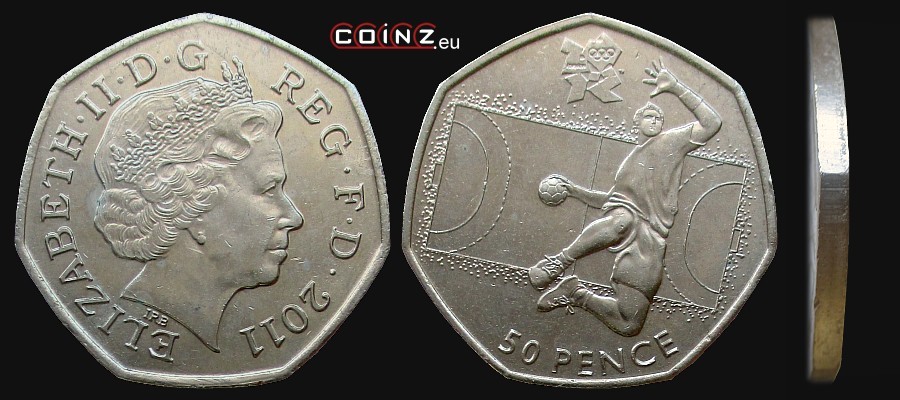50 pensów 2011 Igrzyska Londyn 2012 - Piłka Ręczna - monety Wielkiej Brytanii