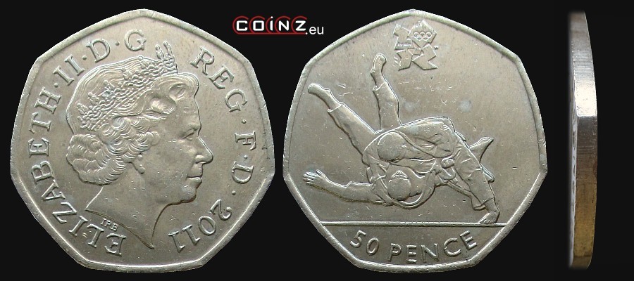 50 pensów 2011 Igrzyska Londyn 2012 - Judo - monety Wielkiej Brytanii