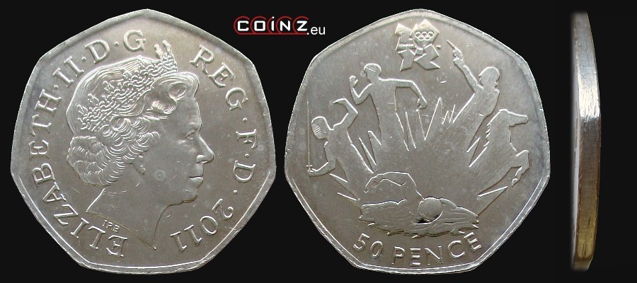 50 pensów 2011 Igrzyska Londyn 2012 - Pięciobój Nowoczesny - monety Wielkiej Brytanii