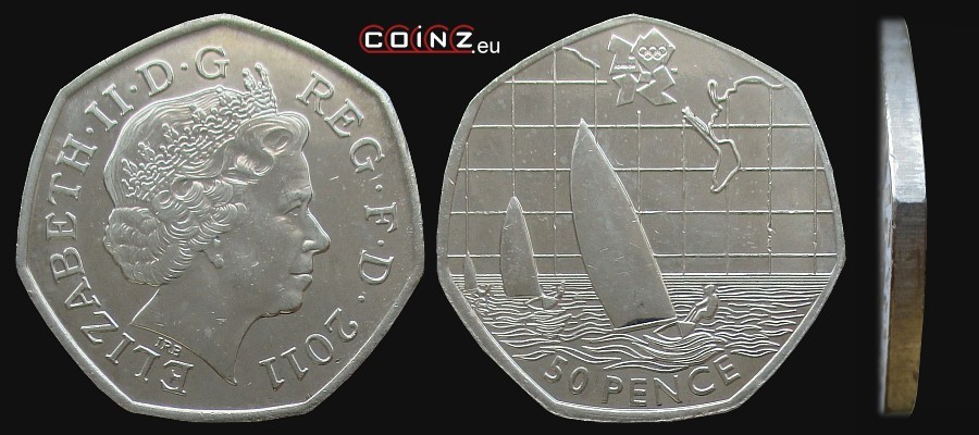 50 pensów 2011 Igrzyska Londyn 2012 - Żeglarstwo - monety Wielkiej Brytanii