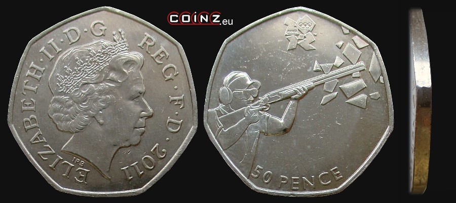 50 pensów 2011 Igrzyska Londyn 2012 - Strzelectwo - monety Wielkiej Brytanii