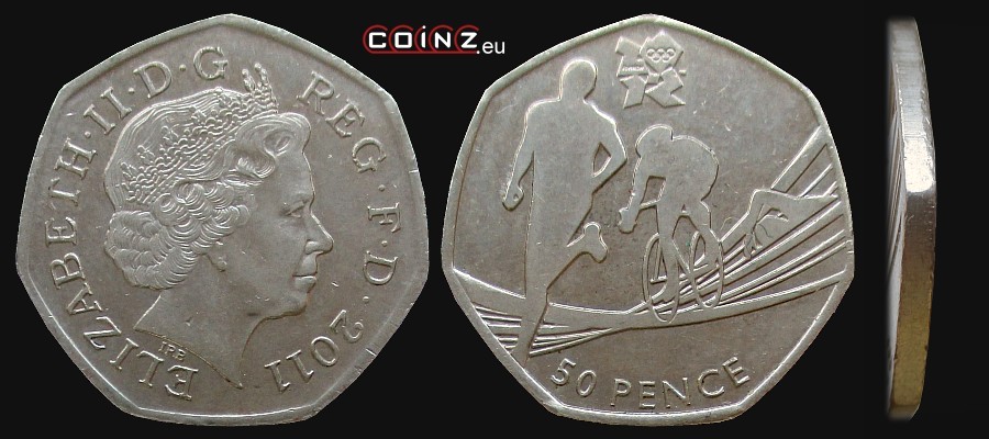 50 pensów 2011 Igrzyska Londyn 2012 - Triathlon - monety Wielkiej Brytanii