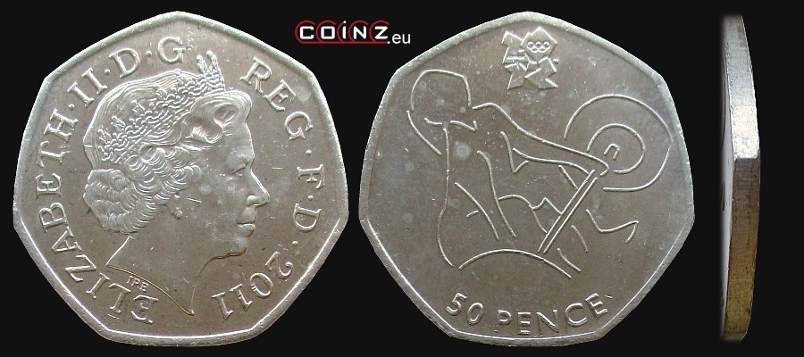 50 pensów 2011 Igrzyska Londyn 2012 - Podnoszenie Ciężarów - monety Wielkiej Brytanii