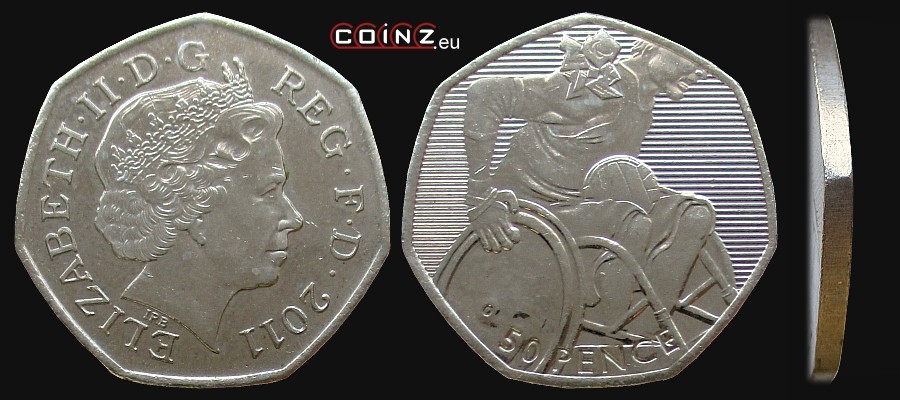 50 pensów 2011 Igrzyska Londyn 2012 - Rugby na Wózkach - monety Wielkiej Brytanii