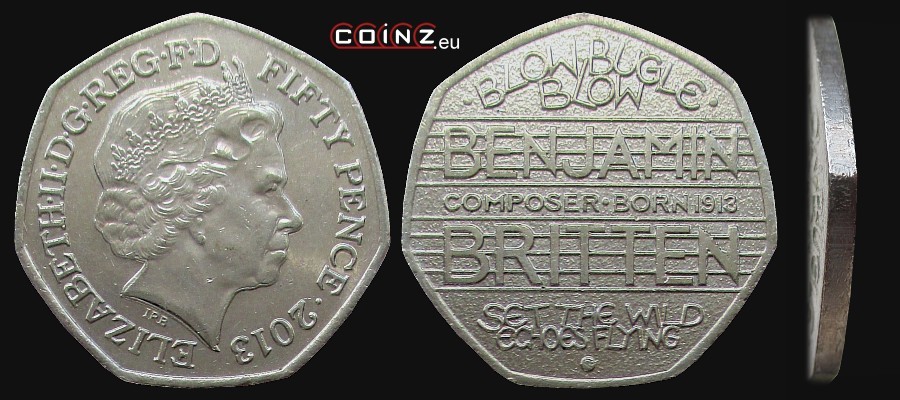 50 pensów 2013 Benjamin Britten - monety Wielkiej Brytanii